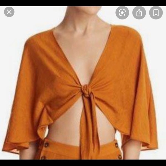 Revolve The East Order Amelie Tie Front Boho Top - Picture 1 of 7